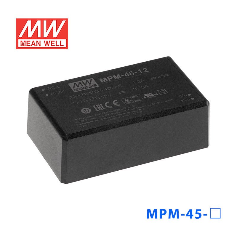 Mean Well MPM - 45 - 15 Power Supply 45W 15V - MPM - 45 - 15 - powersupplymall.com