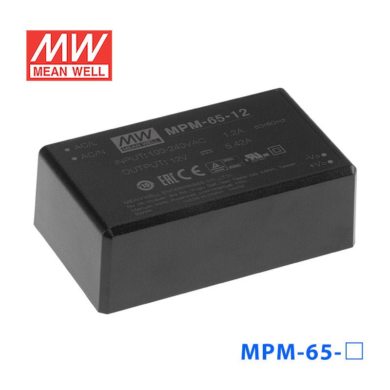 Mean Well MPM - 65 - 15 Power Supply 65W 15V - MPM - 65 - 15 - powersupplymall.com
