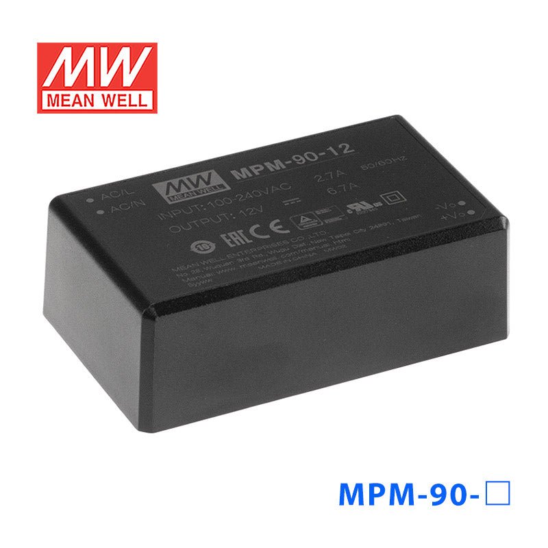 Mean Well MPM - 90 - 24 Power Supply 90W 24V - MPM - 90 - 24 - powersupplymall.com