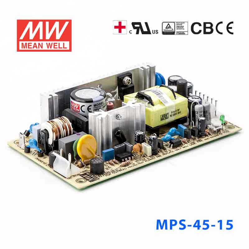 Mean Well MPS - 45 - 15 Power Supply 45W 15V - MPS - 45 - 15 - powersupplymall.com