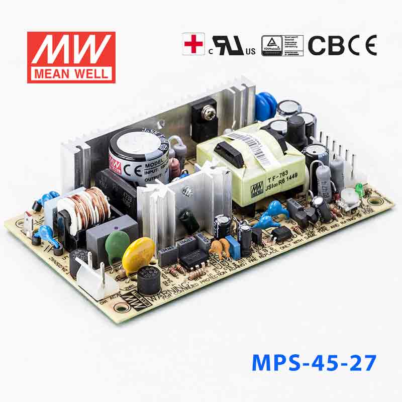 Mean Well MPS - 45 - 27 Power Supply 45W 27V - MPS - 45 - 27 - powersupplymall.com