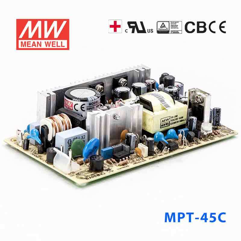 Mean Well MPT - 45C Power Supply 45W 5V 15V - 15V - MPT - 45C - powersupplymall.com