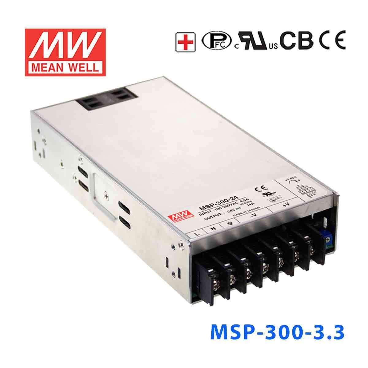 Mean Well MSP - 300 - 3.3 Power Supply 198W 3.3V - MSP - 300 - 3.3 - powersupplymall.com