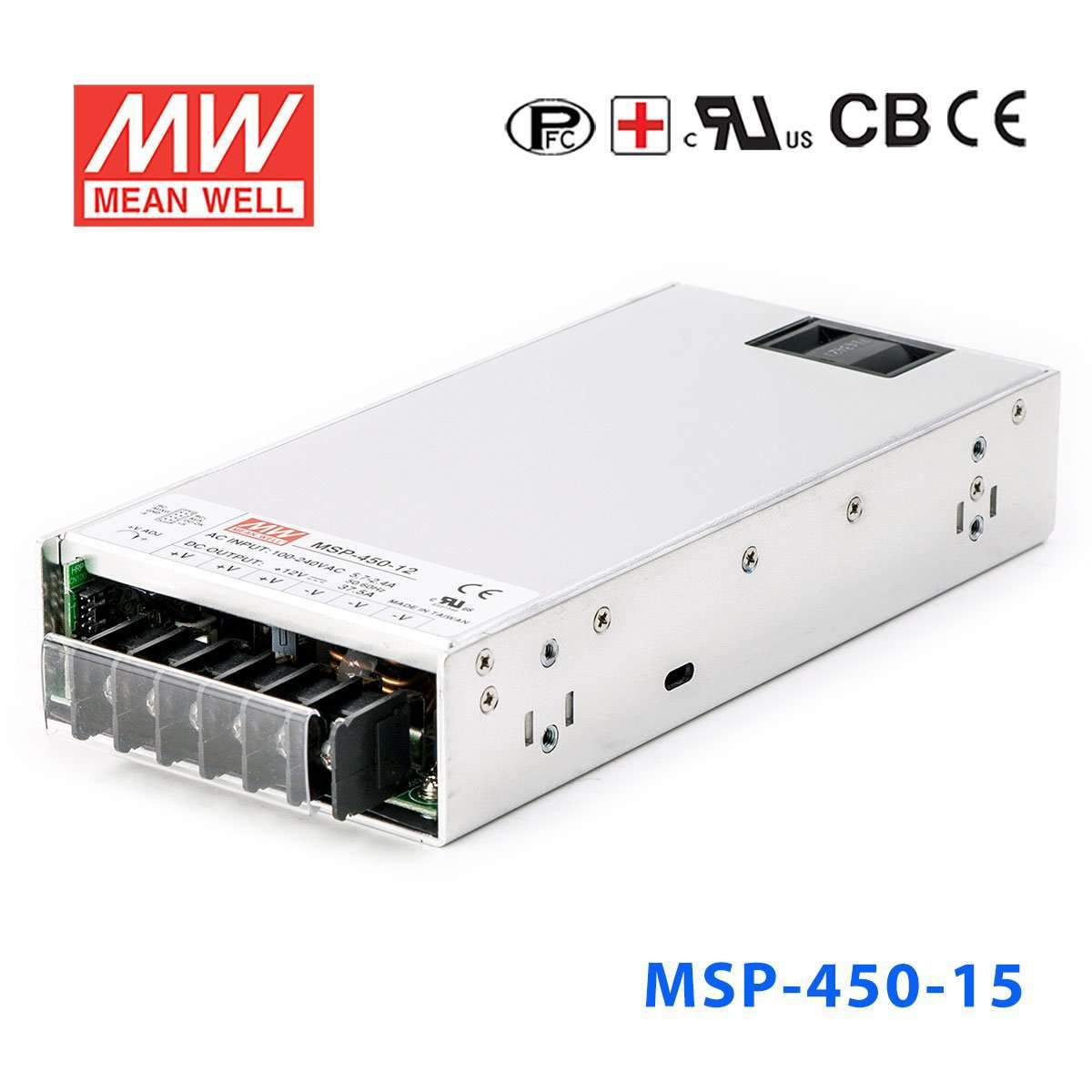 Mean Well MSP - 450 - 15 Power Supply 450W 15V - MSP - 450 - 15 - powersupplymall.com