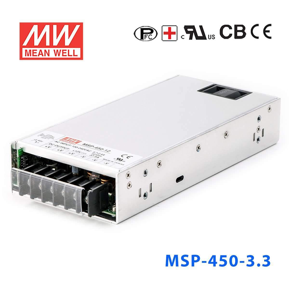 Mean Well MSP - 450 - 3.3 Power Supply 297W 3.3V - MSP - 450 - 3.3 - powersupplymall.com