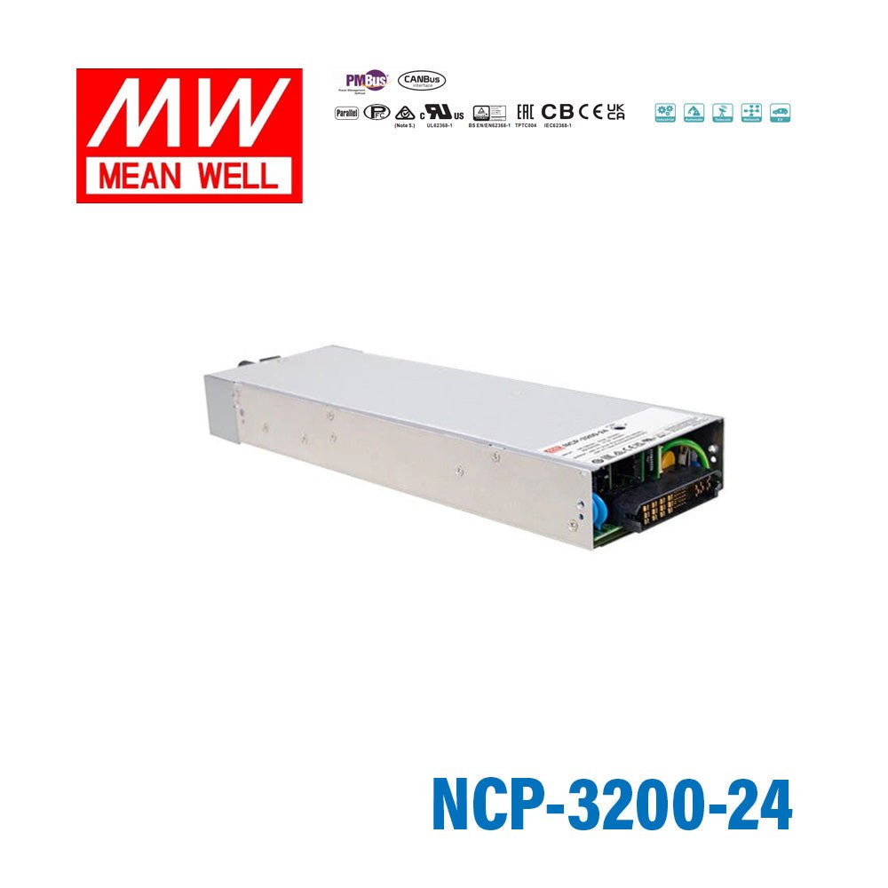Mean Well NCP - 3200 - 24 2 - in - 1 Rack Power Supply and Charger, 3192W 24V - NCP-3200-24 - powersupplymall.com
