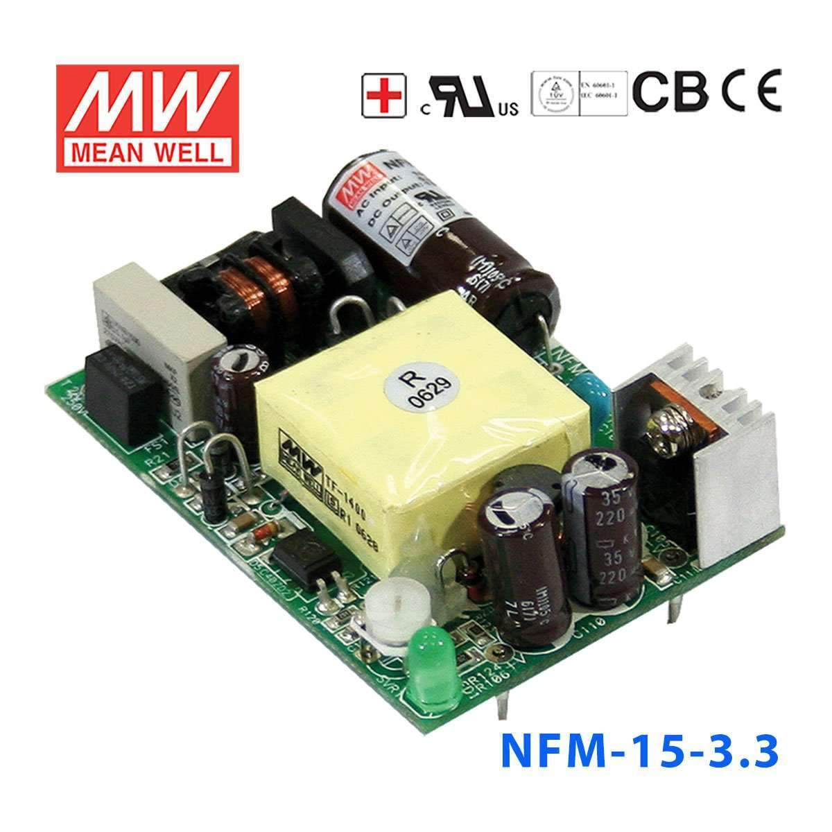 Mean Well NFM - 15 - 3.3 Power Supply 15W 3.3V - NFM - 15 - 3.3 - powersupplymall.com
