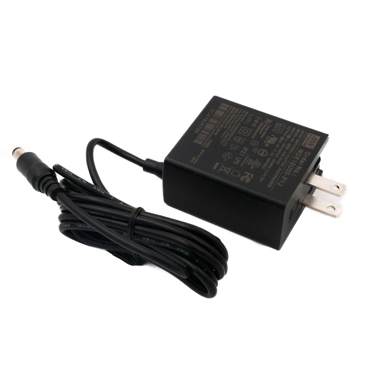 Mean Well NGE18U05-P1J AC-DC Wall-mounted Green Adaptor - US Plug - 18W 5V 3A - NGE18U05-P1J - powersupplymall.com