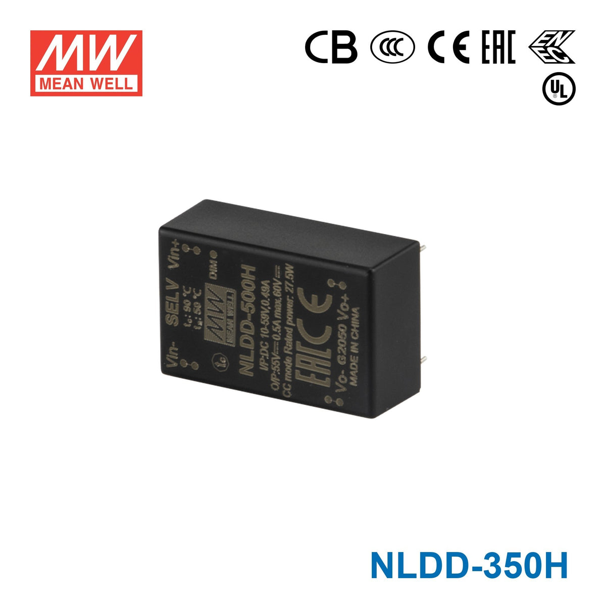 Mean Well NLDD-350H DC/DC LED Driver CC 350mA - Step-down - NLDD-350H - powersupplymall.com