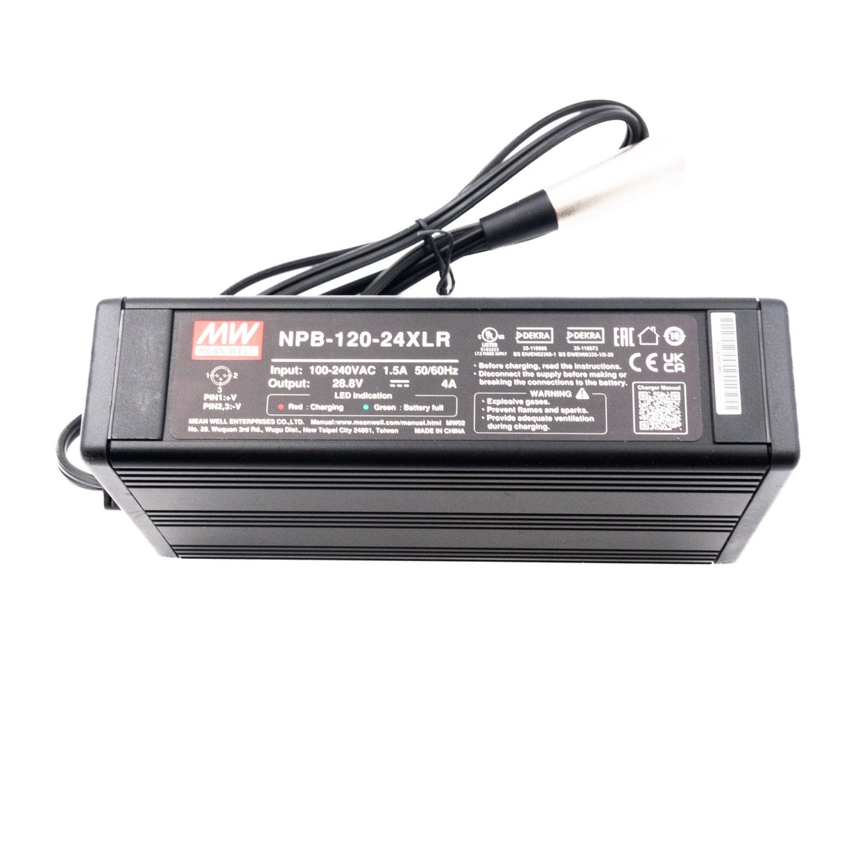 Mean Well NPB - 120 - 12XLR Battery Charger 120W 12V with 3 Pin Power Pin - NPB - 120 - 12XLR - powersupplymall.com