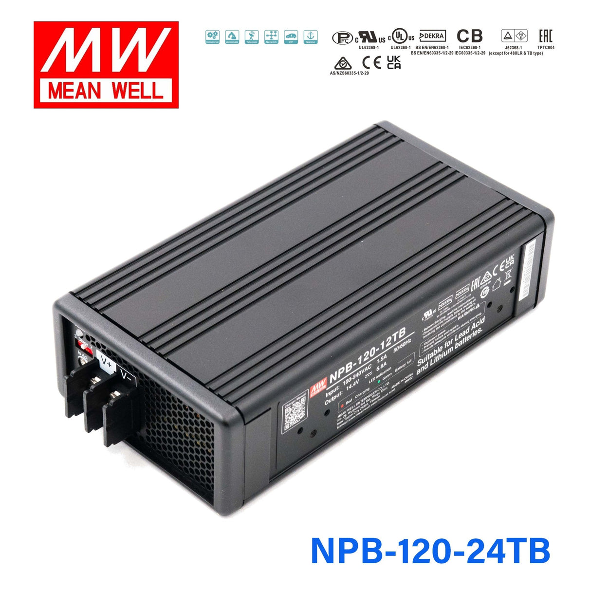 Mean Well NPB - 120 - 24TB Battery Charger 120W 24V Terminal Block - NPB - 120 - 24TB - powersupplymall.com
