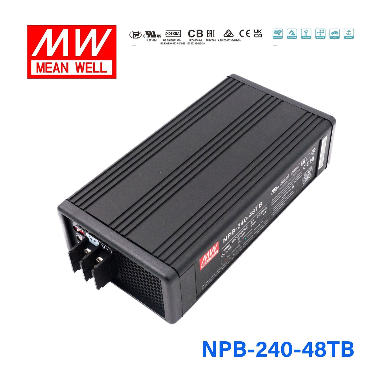 Mean Well NPB - 240 - 48TB Battery Charger 240W 48V Terminal Block - NPB - 240 - 48TB - powersupplymall.com