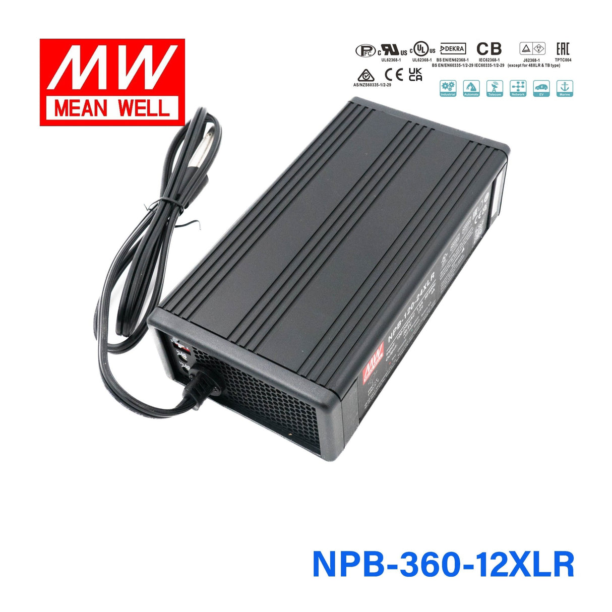 Mean Well NPB - 360 - 12XLR Battery Charger 360W 12V with 3 Pin Power Pin - NPB - 360 - 12XLR - powersupplymall.com