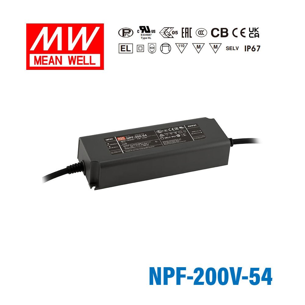 Mean Well NPF-200V-54 Power Supply 200W 54V 3 in 1 Dimmable 3.71A - NPF-200V-54 - powersupplymall.com