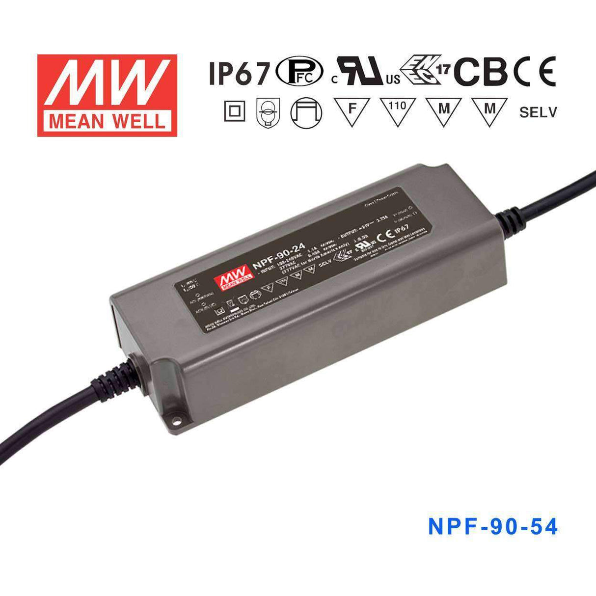 Mean Well NPF-90-54 Power Supply 90W 54V 1.67A - NPF-90-54 - powersupplymall.com