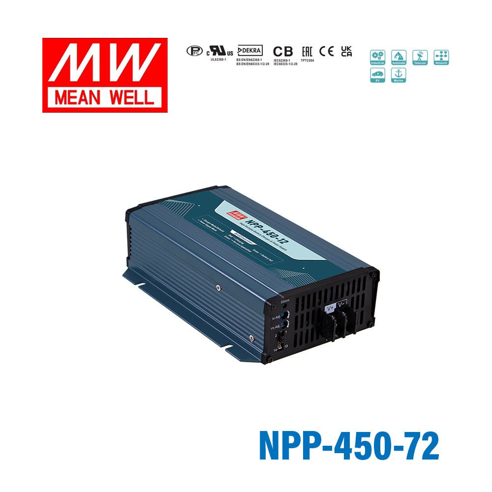 Mean Well NPP-450-72 462W 72V Battery Charge& Power Supply 2-in-1, Selectable via Jumper 5.5A - NPP-450-72 - powersupplymall.com