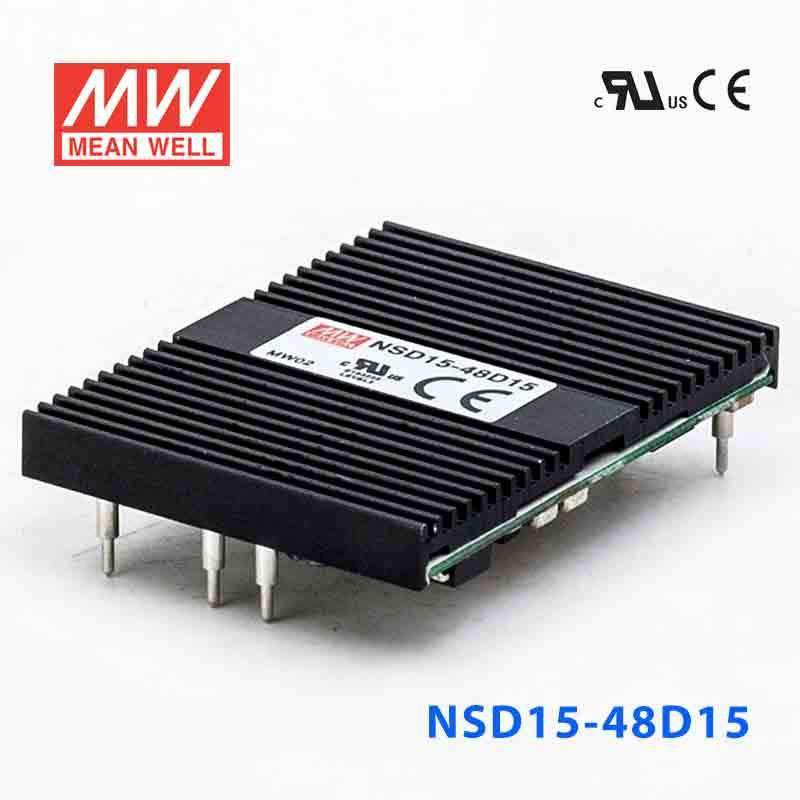 Mean Well NSD15-48D15 DC-DC Converter - 15W - 18~72V in ±15V out 500mA - NSD15-48D15 - powersupplymall.com