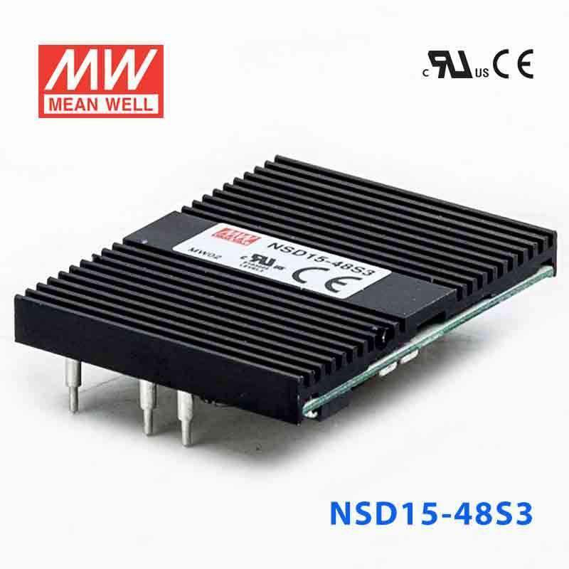 Mean Well NSD15-48S3 DC-DC Converter - 12.375W - 18~72V in 3.3V out 3.75A - NSD15-48S3 - powersupplymall.com
