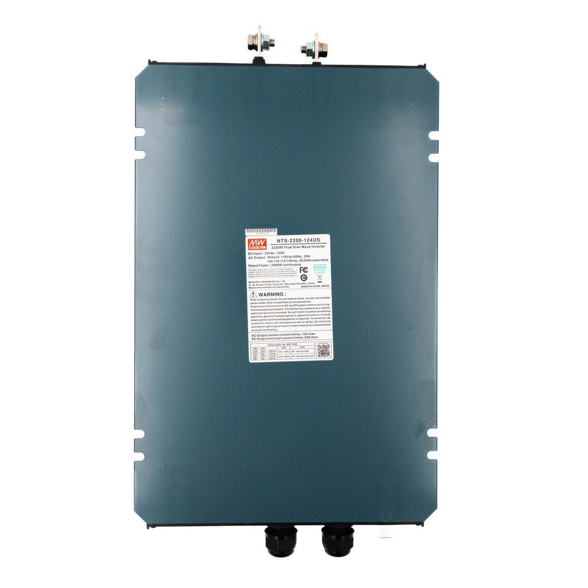 Mean Well NTS-2200-124US True Sine Wave DC-AC Inverter 2200W 110V out 24V in with US Socket - NTS-2200-124US - powersupplymall.com