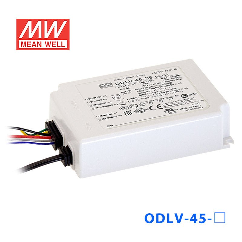 Mean Well ODLV - 45 - 24 Power Supply 45W 24V, Dimmable - ODLV - 45 - 24 - powersupplymall.com