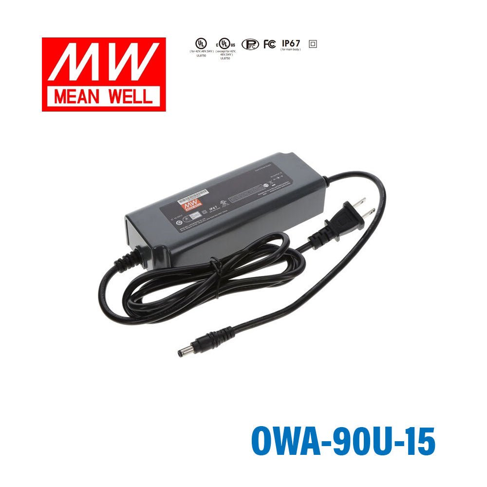 Mean Well OWA-90U-15 Power Supply Moistureproof 90W 15V 6A - OWA-90U-15 - powersupplymall.com