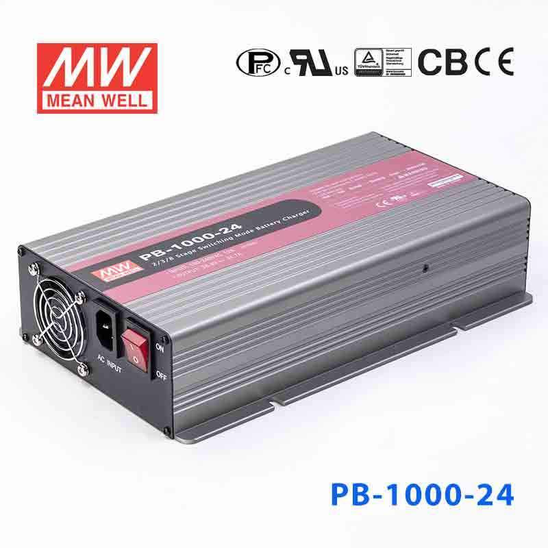 Mean Well PB - 1000 - 24 Battery Chargers 1000W 28.8V 34.7A - 2/3/8 Stage W/PFC - PB - 1000 - 24 - powersupplymall.com