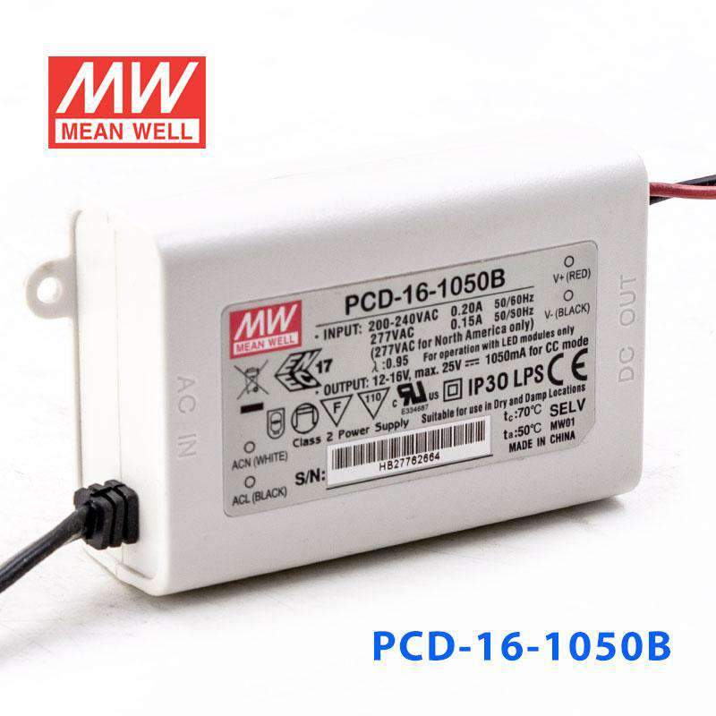 Mean Well PCD - 16 - 1050B Power Supply 16W 1050mA - PCD-16-1050B - powersupplymall.com