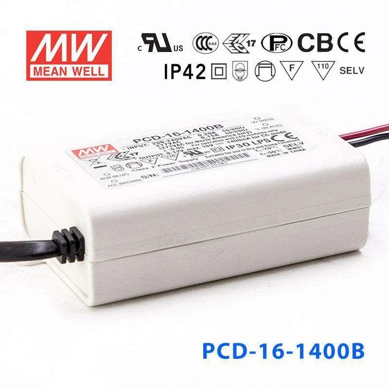 Mean Well PCD-16-1400B Power Supply 16W 1400mA - PCD-16-1400B - powersupplymall.com