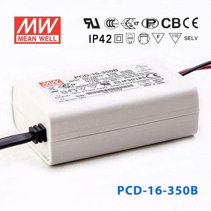 Mean Well PCD - 16 - 350B Power Supply 16W 350mA - PCD - 16 - 350B - powersupplymall.com
