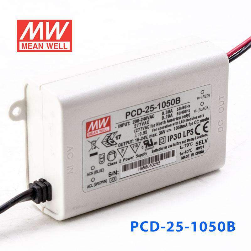 Mean Well PCD-25-1050B Power Supply 25W 1050mA - PCD-25-1050B - powersupplymall.com