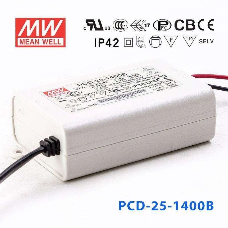 Mean Well PCD - 25 - 1400B Power Supply 25W 1400mA - PCD - 25 - 1400B - powersupplymall.com