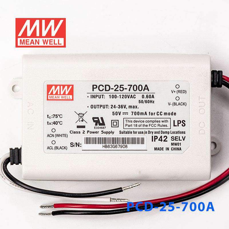 Mean Well PCD - 25 - 700A Power Supply 25W 700mA - PCD - 25 - 700A - powersupplymall.com