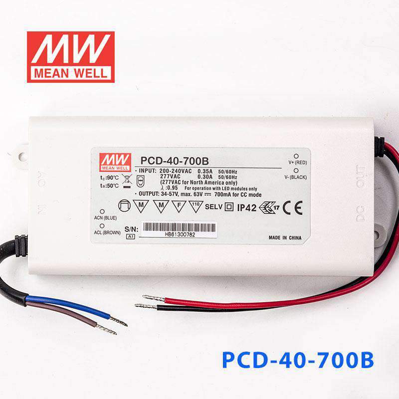 Mean Well PCD - 40 - 700B Power Supply 40W 700mA - PCD - 40 - 700B - powersupplymall.com