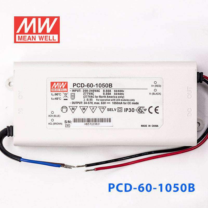 Mean Well PCD-60-1050B Power Supply 60W 1050mA - PCD-60-1050B - powersupplymall.com