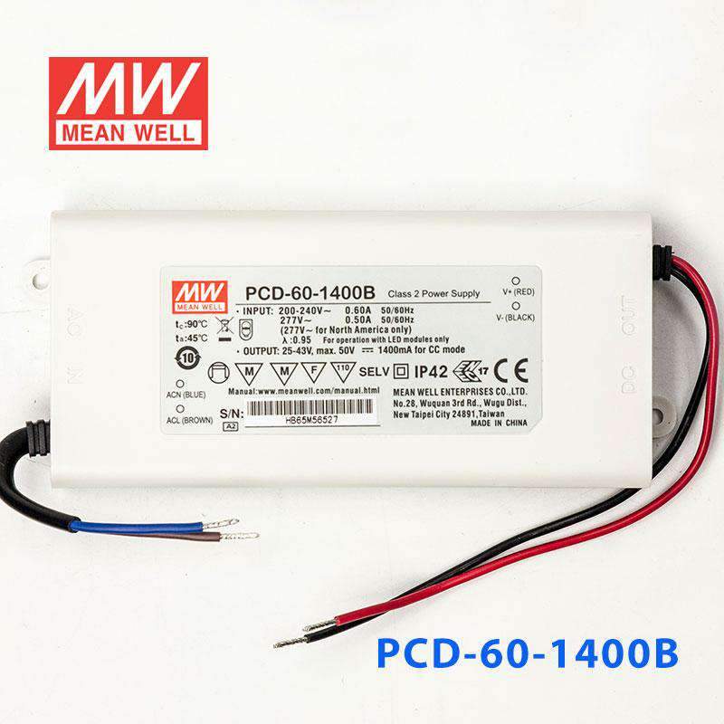Mean Well PCD - 60 - 1400B Power Supply 60W 1400mA - PCD - 60 - 1400B - powersupplymall.com