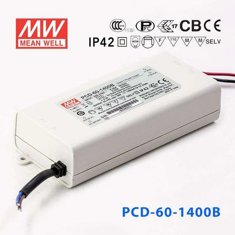Mean Well PCD - 60 - 1400B Power Supply 60W 1400mA - PCD - 60 - 1400B - powersupplymall.com