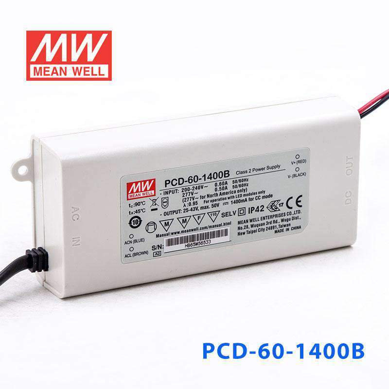 Mean Well PCD - 60 - 1400B Power Supply 60W 1400mA - PCD - 60 - 1400B - powersupplymall.com