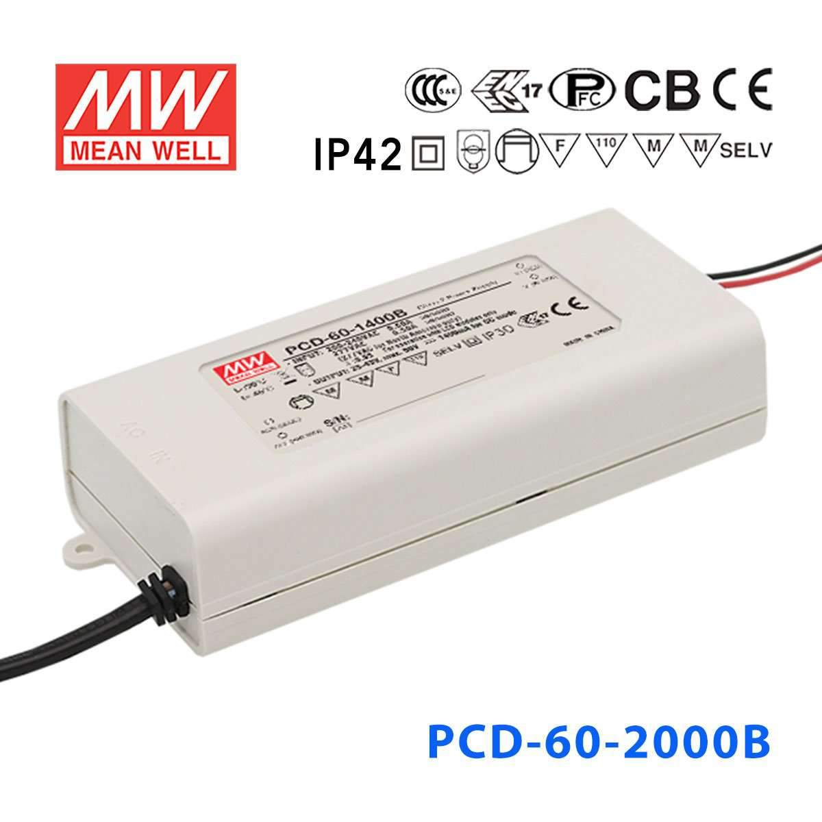 Mean Well PCD - 60 - 2000B Power Supply 60W 2000mA - PCD - 60 - 2000B - powersupplymall.com