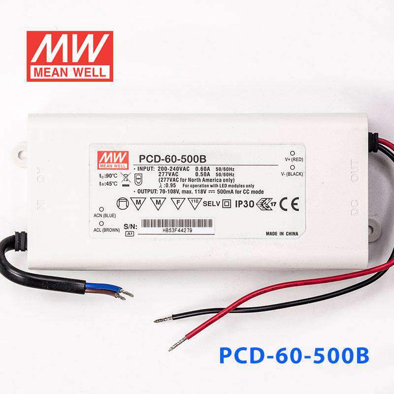 Mean Well PCD - 60 - 500B Power Supply 60W 500mA - PCD - 60 - 500B - powersupplymall.com