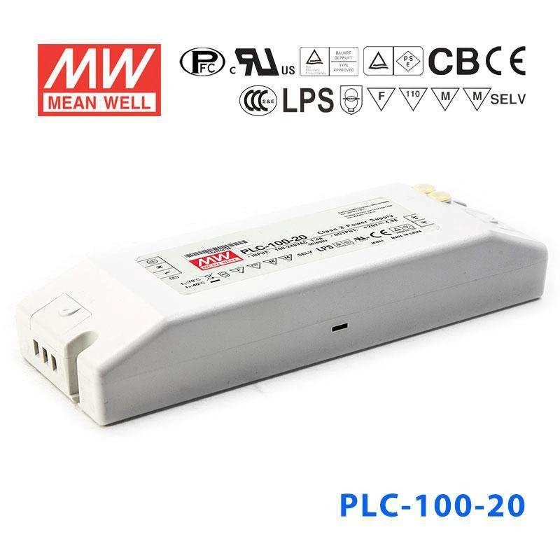 Mean Well PLC - 100 - 20 Power Supply 100W 20V - PFC - PLC - 100 - 20 - powersupplymall.com