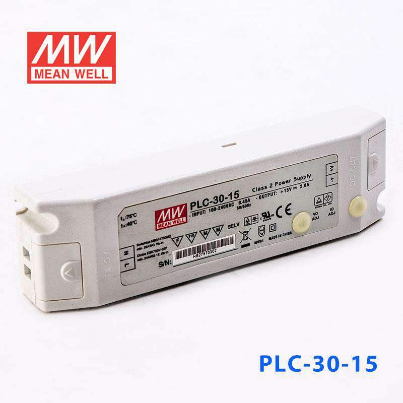 Mean Well PLC - 30 - 15 Power Supply 30W 15V - PFC - PLC - 30 - 15 - powersupplymall.com