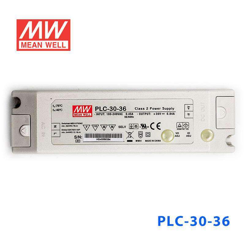 Mean Well PLC-30-36 Power Supply 30W 36V - PFC 840mA - PLC-30-36 - powersupplymall.com