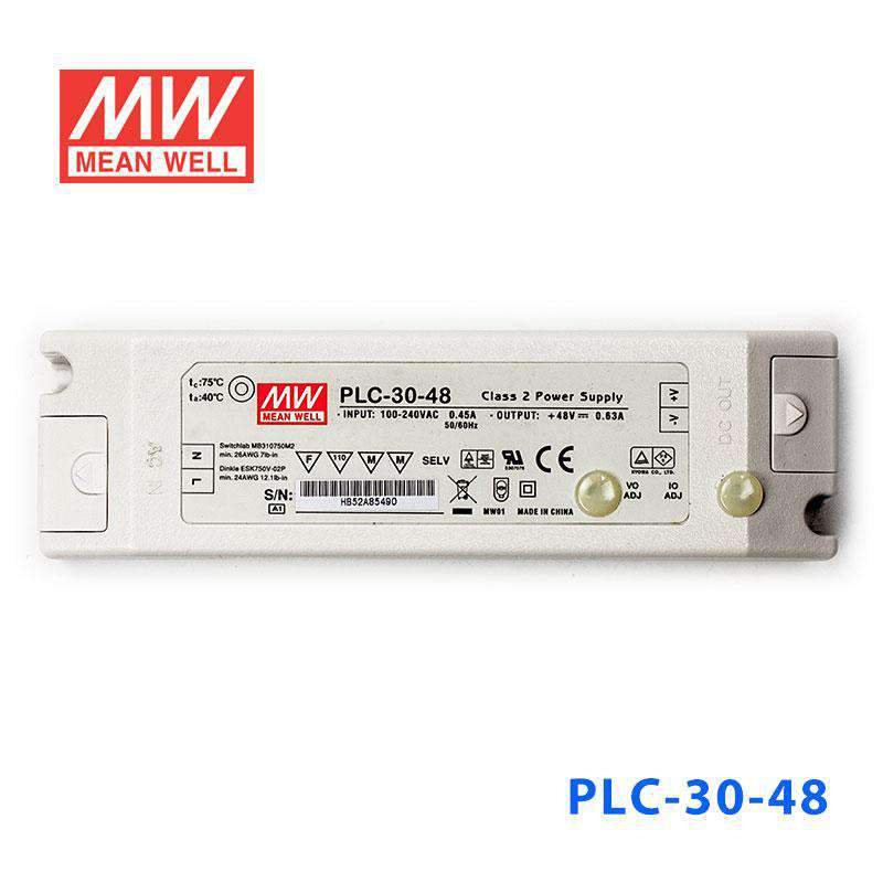 Mean Well PLC - 30 - 48 Power Supply 30W 48V - PFC - PLC - 30 - 48 - powersupplymall.com
