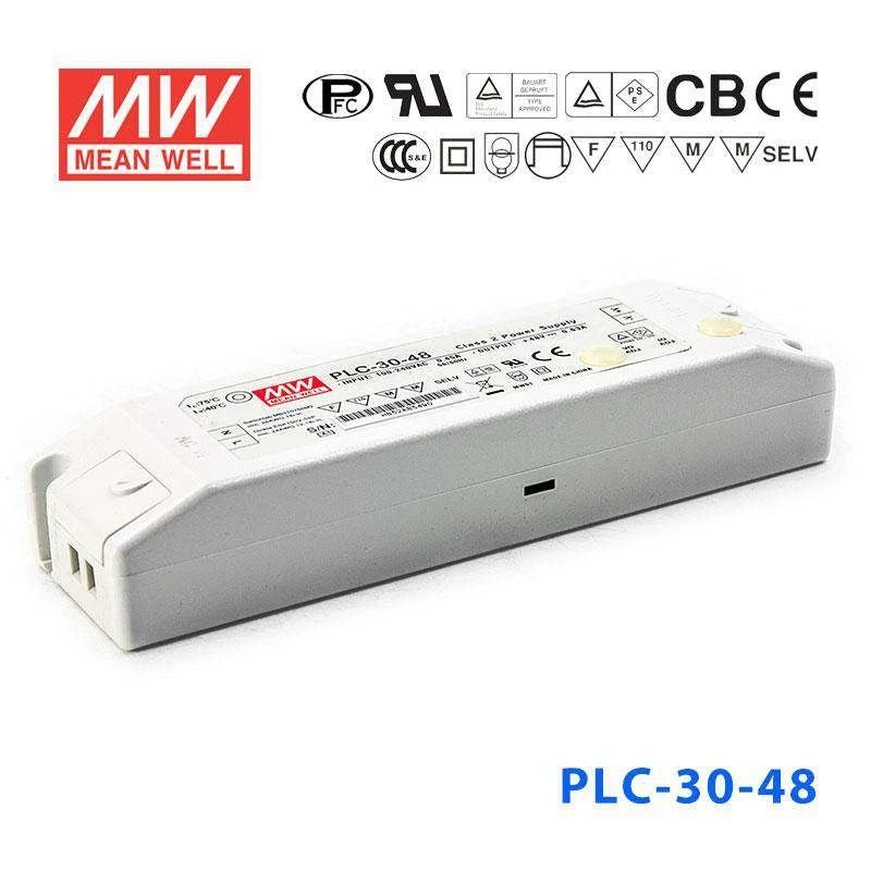 Mean Well PLC - 30 - 48 Power Supply 30W 48V - PFC - PLC - 30 - 48 - powersupplymall.com