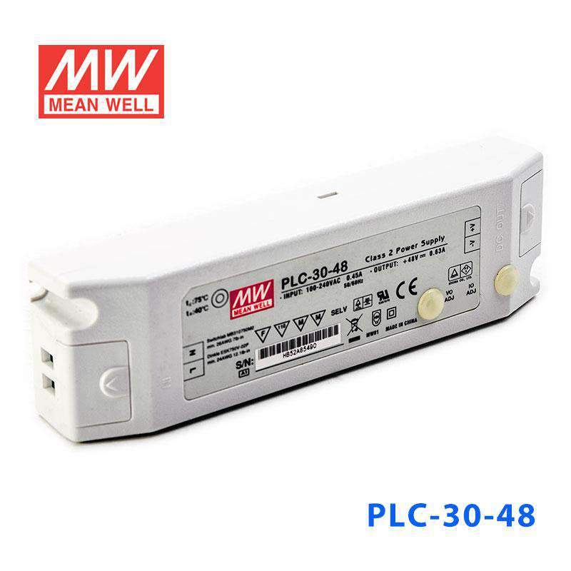 Mean Well PLC - 30 - 48 Power Supply 30W 48V - PFC - PLC - 30 - 48 - powersupplymall.com