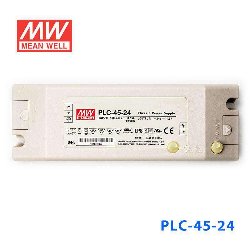 Mean Well PLC-45-24 Power Supply 45W 24V - PFC 1.9A - PLC-45-24 - powersupplymall.com