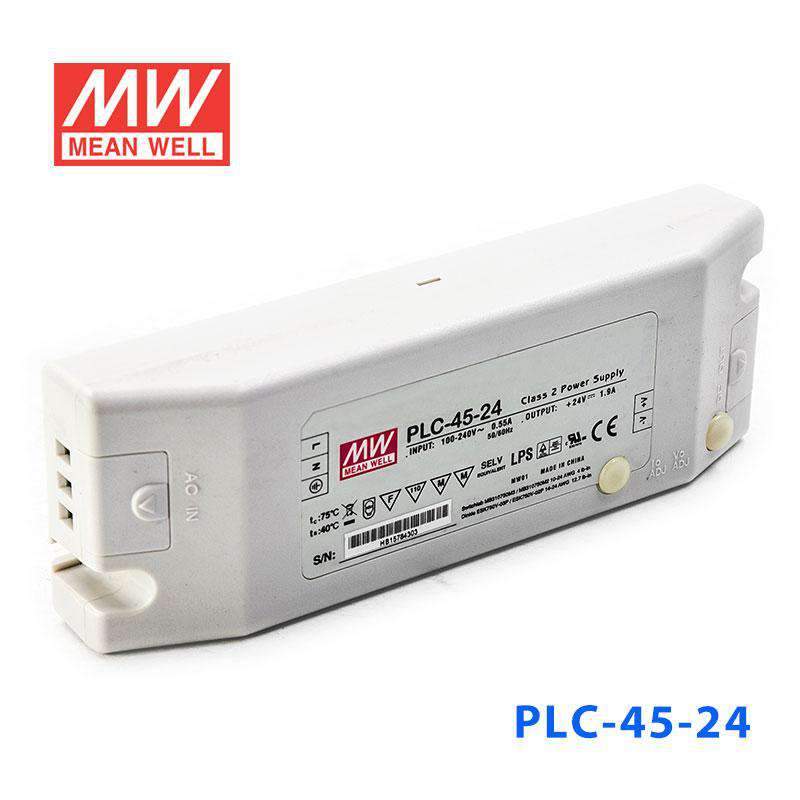 Mean Well PLC - 45 - 24 Power Supply 45W 24V - PFC - PLC - 45 - 24 - powersupplymall.com