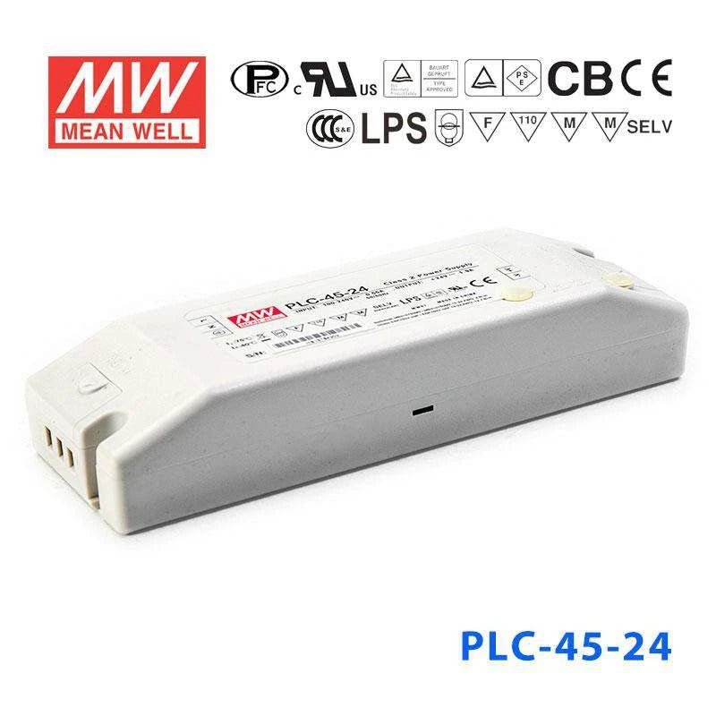 Mean Well PLC - 45 - 24 Power Supply 45W 24V - PFC - PLC - 45 - 24 - powersupplymall.com