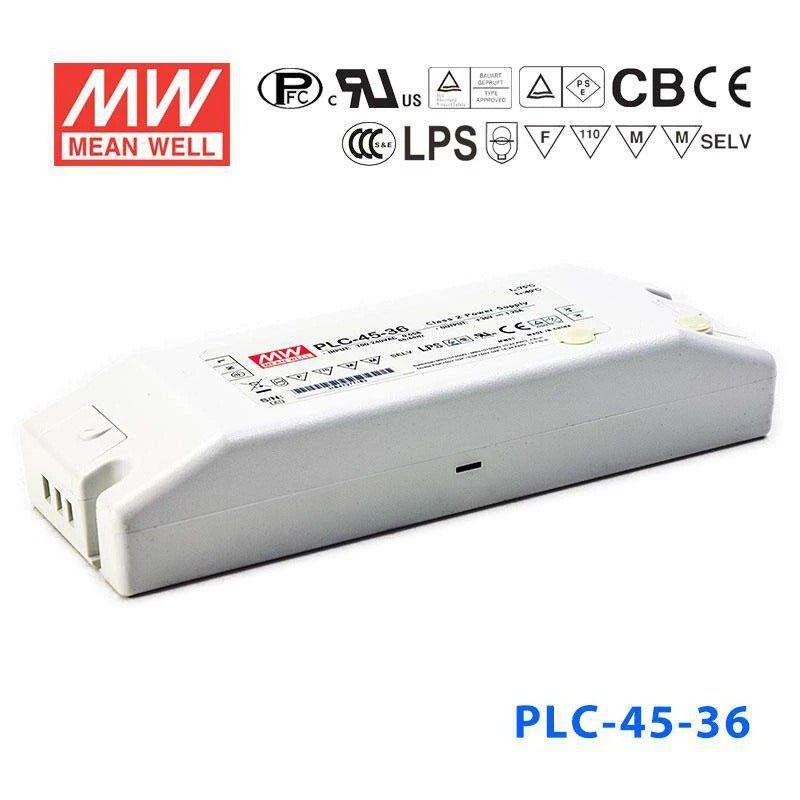 Mean Well PLC - 45 - 36 Power Supply 45W 36V - PFC - PLC - 45 - 36 - powersupplymall.com