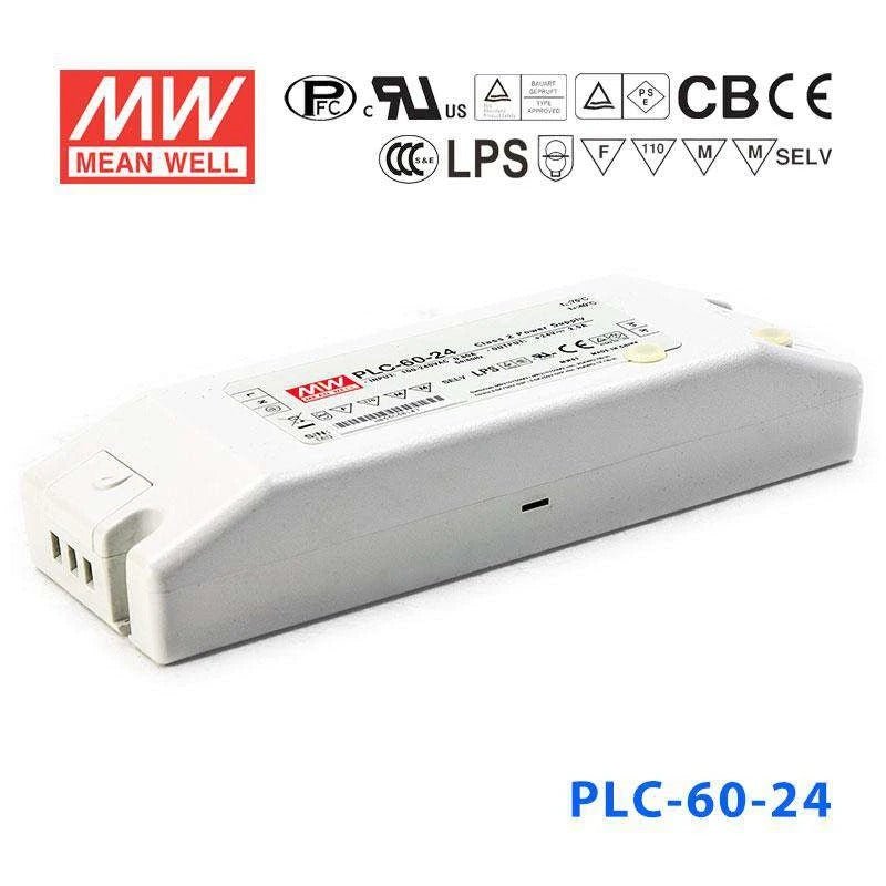 Mean Well PLC - 60 - 24 Power Supply 60W 24V - PFC - PLC - 60 - 24 - powersupplymall.com